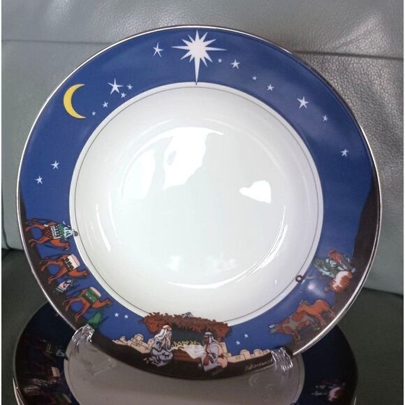 Janet Ellen Nativity Scene Rimmed Soup Salad Bowl Nathan Pinnock Set of 3 - READ - Picture 3 of 7